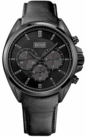 Hugo Boss Driver Chronograph Black Dial Black Leather Strap Watch For Men - HB1513061 Authentic Buy Shop Now