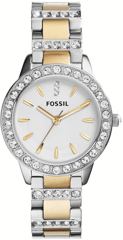Fossil Jesse Crystals White Dial Two Tone Steel Strap Watch for Women - ES2409 Authentic Buy Shop Now