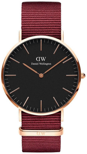 Daniel Wellington Classic Roselyn Black Dial Maroon Nylon Strap Watch For Women - DW00100269 Authentic Buy Shop Now