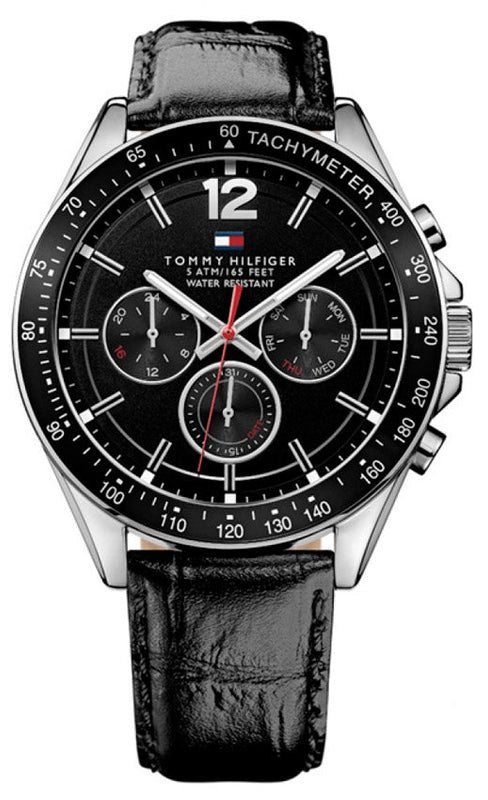 Tommy Hilfiger Luke Quartz Black Dial Black Leather Strap Watch for Men - 1791117 Authentic Buy Shop Now