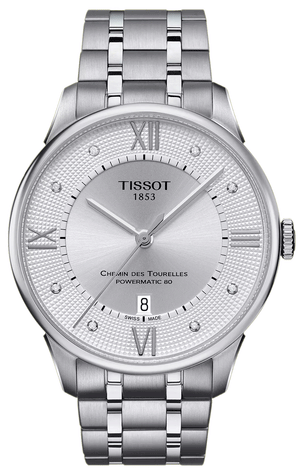 Tissot Chemin Des Tourelles Powermatic 80 Diamonds Silver Dial Silver Steel Strap Watch for Men - T099.407.11.033.00 Authentic Buy Shop Now