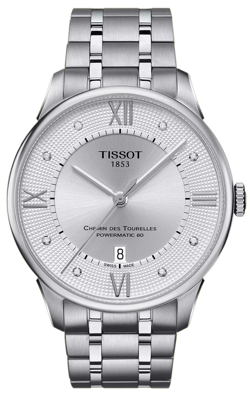Tissot Chemin Des Tourelles Powermatic 80 Diamonds Silver Dial Silver Steel Strap Watch for Men - T099.407.11.033.00 Authentic Buy Shop Now