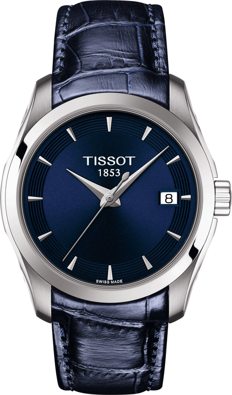 Tissot Couturier Lady Blue Dial Blue Leather Strap Watch for Women - T035.210.16.041.00 Authentic Buy Shop Now