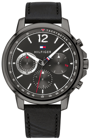Tommy Hilfiger London Chronograph Grey Dial Black Leather Strap Watch for Men - 1791533 Authentic Buy Shop Now