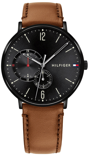 Tommy Hilfiger Brooklyn Quartz Black Dial Brown Leather Strap Watch for Men - 1791510 Authentic Buy Shop Now