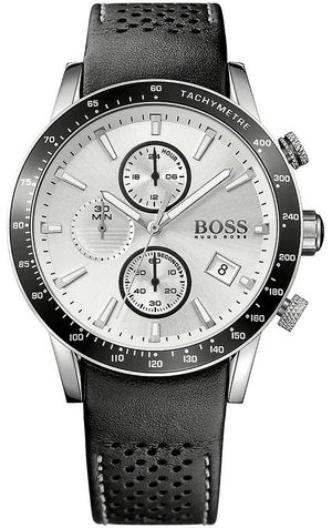 Hugo Boss Rafale Chronograh Quartz White Dial Black Leather Strap Watch For Men - HB1513403 Authentic Buy Shop Now