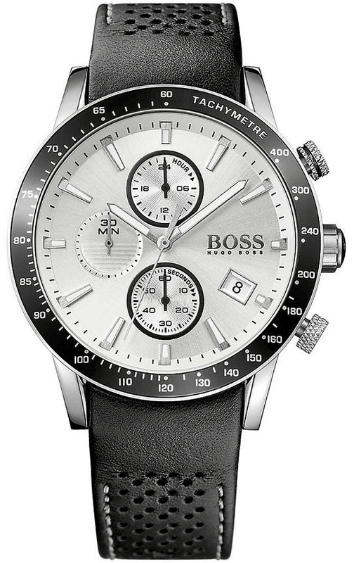Hugo Boss Rafale Chronograh Quartz White Dial Black Leather Strap Watch For Men - HB1513403 Authentic Buy Shop Now