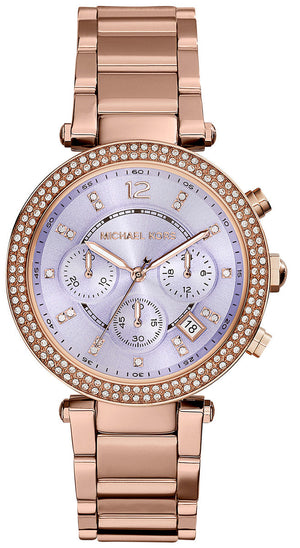 Michael Kors Parker Purple Dial Rose Gold Steel Strap Watch for Women - MK6169 Authentic Buy Shop Now