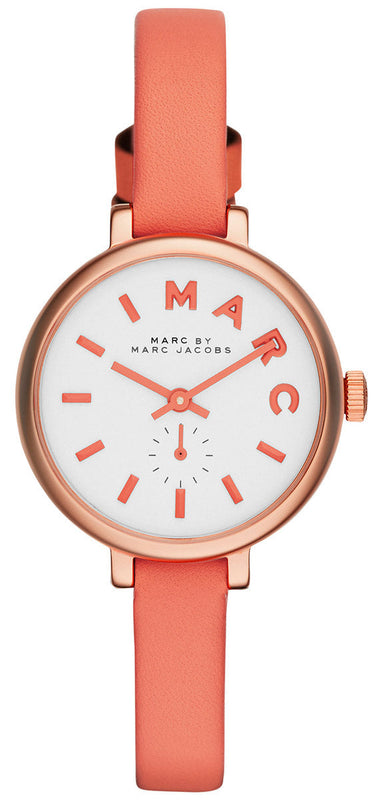 Marc Jacobs Sally White Dial Orange Leather Strap Watch for Women - MBM1355 Authentic Buy Shop Now