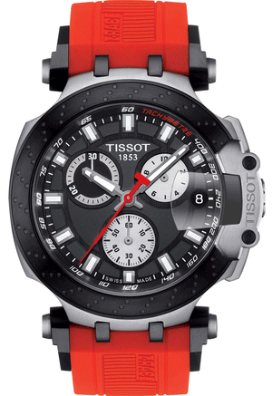 Tissot T Race Chronograph Black Dial Red Silicone Strap Watch For Men - T115.417.27.051.00 Authentic Buy Shop Now