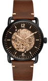 Fossil Commuter Automatic Black Dial Brown Leather Strap Watch for Men - ME3158 Authentic Buy Shop Now