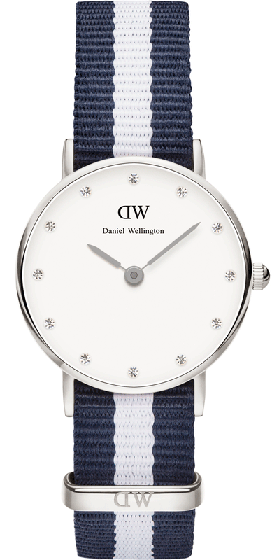 Daniel Wellington Classy Glasgow White Dial Two Tone NATO Strap Watch For Women - DW00100074 Authentic Buy Shop Now