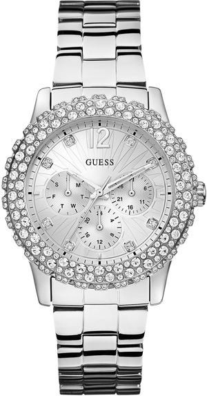 Guess Dazzler Diamonds Silver Dial Silver Steel Strap Watch for Women - W0335L1 Authentic Buy Shop Now