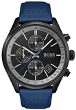 Hugo Boss Grand Prix Chronograph Black Dial Blue Leather Strap Watch for Men - 1513563 Authentic Buy Shop Now