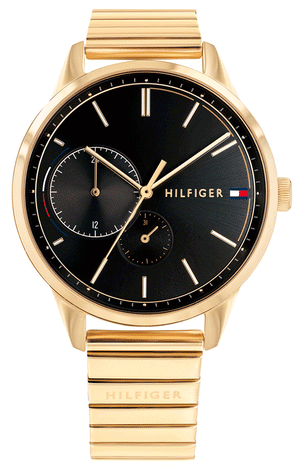 Tommy Hilfiger Brooke Black Dial Gold Steel Strap Watch for Women - 1782019 Authentic Buy Shop Now