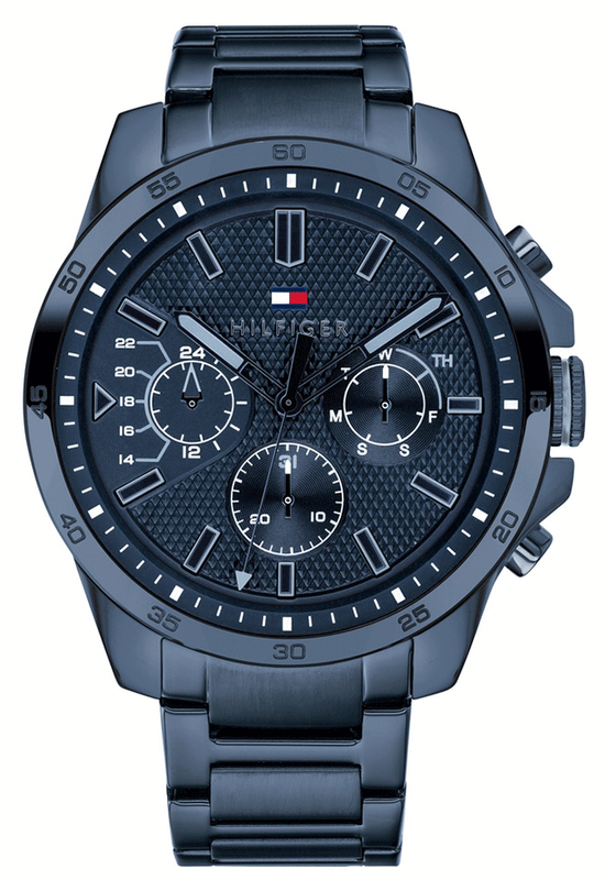 Tommy Hilfiger Decker Chronograph Blue Dial Blue Steel Strap Watch for Men - 1791560 Authentic Buy Shop Now