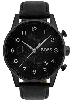 Hugo Boss Navigator Black Dial Black Leather Strap Watch for Men - 1513497 Authentic Buy Shop Now