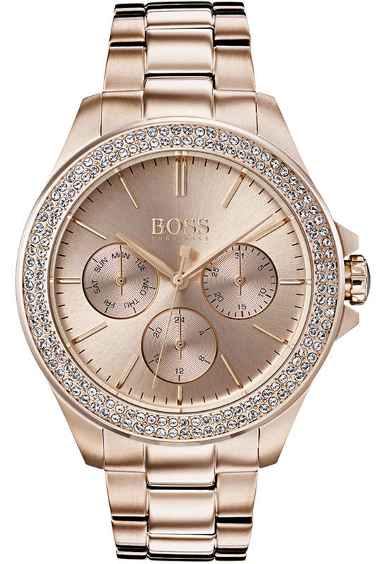 Hugo Boss Premiere Rose Gold Dial with DIamonds Rose Gold Steel Strap Watch for Women - 1502443 Authentic Buy Shop Now