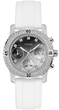 Guess Confetti Crystal Black Dial White Silicone Strap Watch For Women - W1098L1 Authentic Buy Shop Now