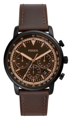 Fossil Goodwin Chronograph Brown Dial Brown Leather Strap Watch for Men - FS5529 Authentic Buy Shop Now