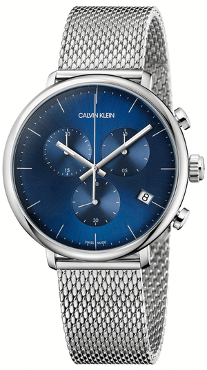 Calvin Klein High Noon Chronograph Blue Dial Silver Mesh Bracelet Watch for Men - K8M2712N Authentic Buy Shop Now