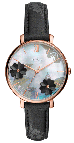 Fossil Jacqueline Mother of Pearl Dial Black Leather Strap Watch for Women - ES4535 Authentic Buy Shop Now