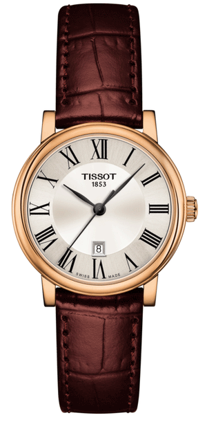 Tissot Carson Premium Lady Silver Dial Brown Leather Strap Watch For Women - T122.210.36.033.00 Authentic Buy Shop Now