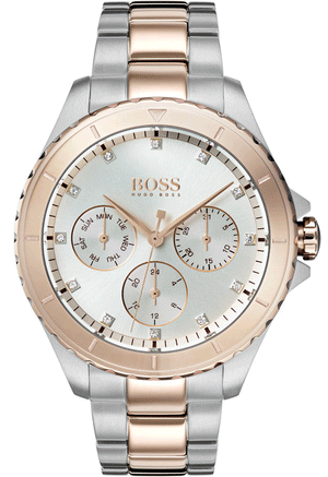 Hugo Boss Hera Chronograph Silver Dial Two Tone Steel Strap Watch for Women - 1502446 Authentic Buy Shop Now