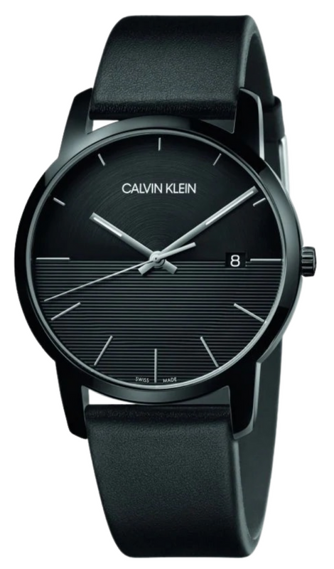 Calvin Klein City Quartz Black Dial Black Leather Strap Watch for Men - K2G2G4C1 Authentic Buy Shop Now