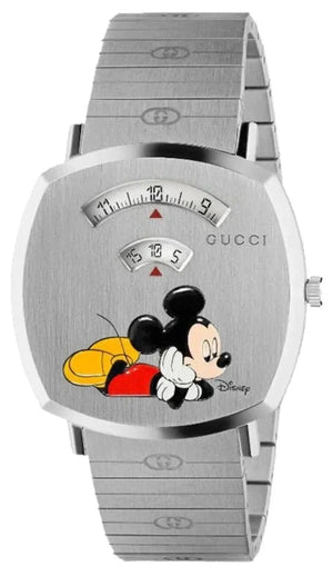 Gucci Grip Disney Mickey Mouse Silver Dial Silver Steel Strap Watch For Women - YA157418 Authentic Buy Shop Now