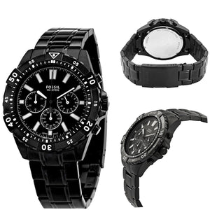 Fossil Garrett Chronograph Black Dial Black Steel Strap Watch for Men - FS5773 Authentic Buy Shop Now