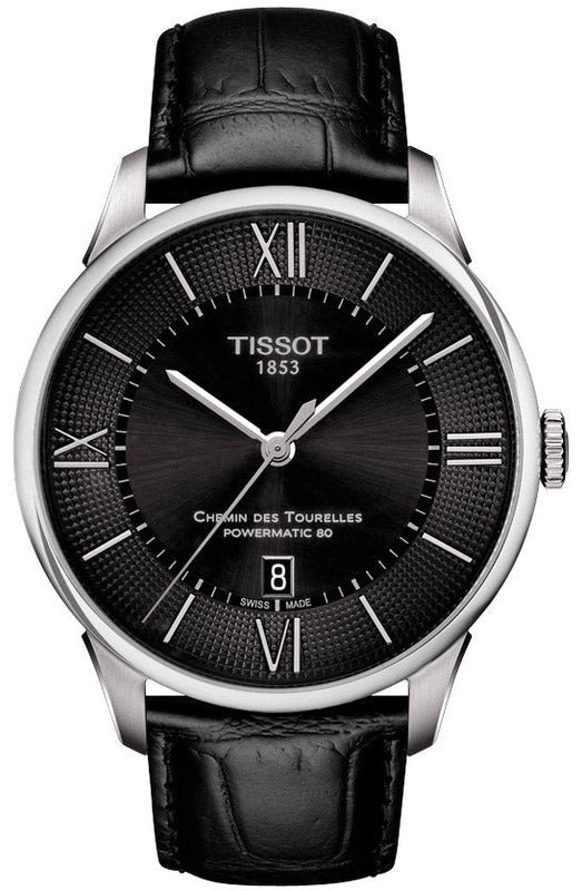 Tissot Chemin Des Tourelles Powermatic 80 Black Dial Black Leather Strap Watch For Men - T099.407.16.058.00 Authentic Buy Shop Now