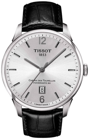 Tissot Chemin Des Tourelles Powermatic 80 Silver Dial Black Leather Strap Watch For Men - T099.407.16.037.00 Authentic Buy Shop Now
