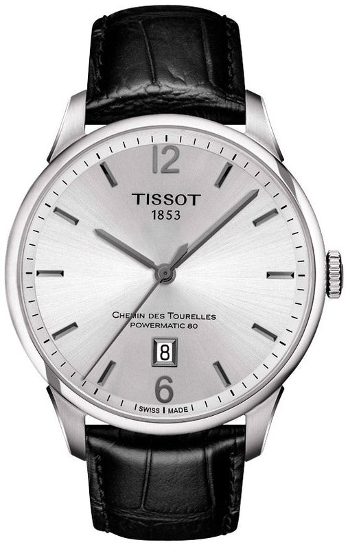 Tissot Chemin Des Tourelles Powermatic 80 Silver Dial Black Leather Strap Watch For Men - T099.407.16.037.00 Authentic Buy Shop Now