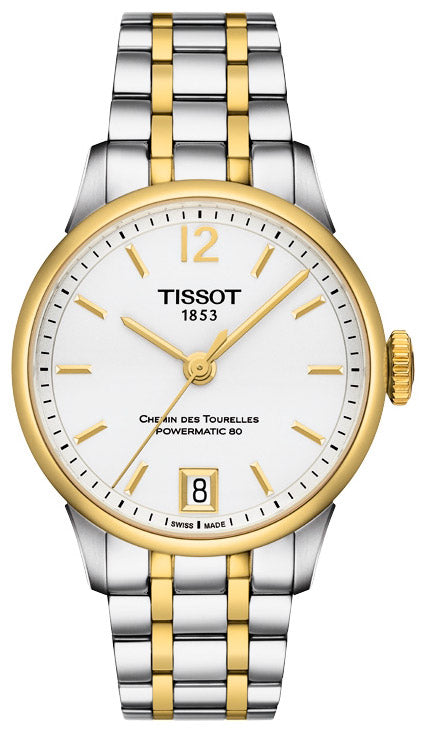 Tissot Chemin Des Tourelles Powermatic 80 Lady Silver Dial Two Tone Steel Strap Watch For Women - T099.207.22.037.00 Authentic Buy Shop Now