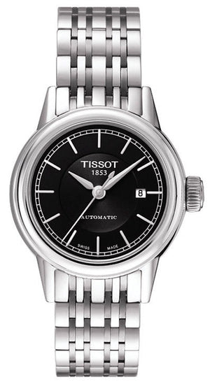 Tissot Carson Automatic Black Dial Silver Steel Strap Watch For Women - T085.207.11.051.00 Authentic Buy Shop Now