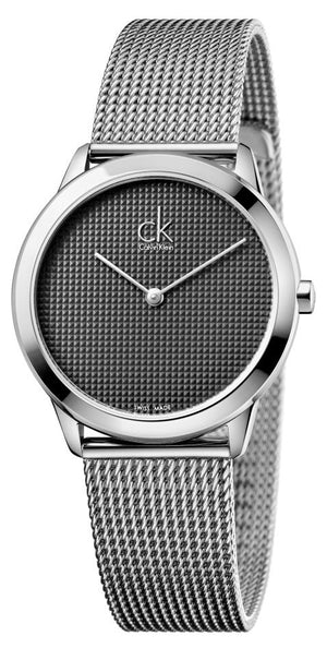 Calvin Klein Minimal Grey Dial Silver Mesh Bracelet Watch for Women - K3M2212X Authentic Buy Shop Now