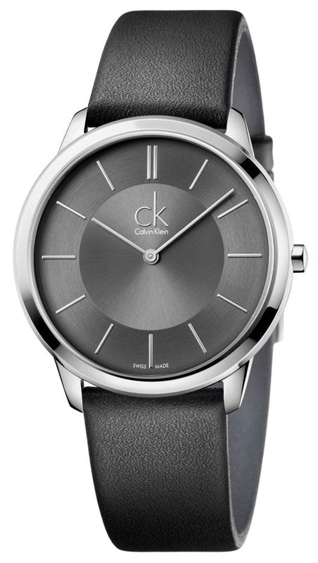 Calvin Klein Minimal Black Dial Black Leather Strap Watch for Men - K3M211C4 Authentic Buy Shop Now