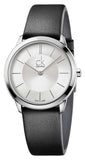Calvin Klein Minimal Silver Dial Black Leather Strap Watch for Women - K3M221C6 Authentic Buy Shop Now