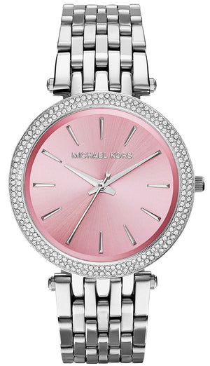 Michael Kors Darci Crystal Pink Dial Silver Stainless Steel Strap Watch for Women - MK3352 Authentic Buy Shop Now