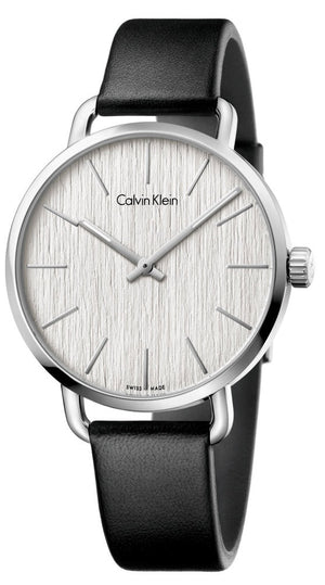Calvin Klein Even White Dial Black Leather Strap Watch for Women - K7B211C6 Authentic Buy Shop Now