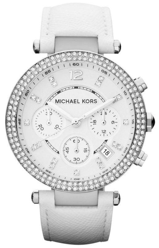 Michael Kors Parker White Dial White Leather Strap Watch for Women - MK2277 Authentic Buy Shop Now