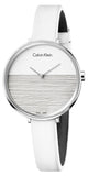 Calvin Klein Rise White Grey Dial White Leather Strap Watch for Women - K7A231L6 Authentic Buy Shop Now