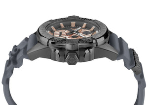 Philipp Plein The Skull Grey Dial Grey Silicone Strap Watch For Men- PWAAA2324 Authentic Buy Shop Now