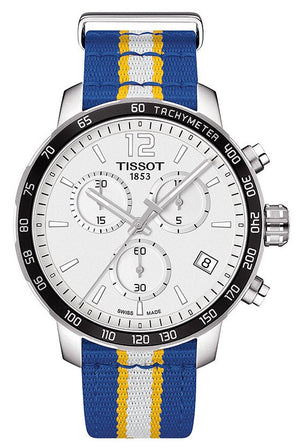 Tissot Quickster Chronograph NBA Golden State Warriors White Dial Two Tone NATO Strap Watch for Men - T095.417.17.037.15 Authentic Buy Shop Now