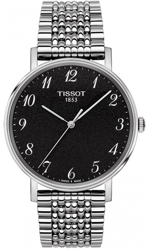 Tissot T Classic Everytime Quartz Black Dial Silver Steel Strap Watch for Men - T109.410.11.072.00 Authentic Buy Shop Now