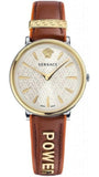 Versace V-Circle Quartz Mother of Pearl Dial Brown Leather Strap Watch for Women - VBP03017 Authentic Buy Shop Now