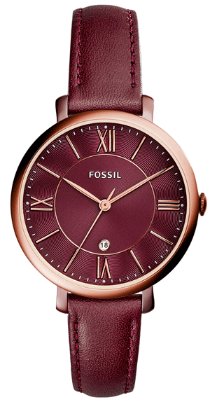 Fossil Jacqueline Burgundy Dial Burgundy Leather Strap Watch for Women - ES4099 Authentic Buy Shop Now