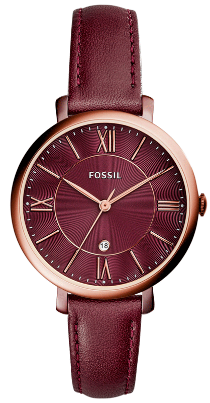 Fossil Jacqueline Burgundy Dial Burgundy Leather Strap Watch for Women - ES4099 Authentic Buy Shop Now
