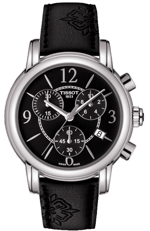 Tissot Dressport Chronograph Black Dial Black Leather Strap Watch for Women - T050.217.17.057.00 Authentic Buy Shop Now